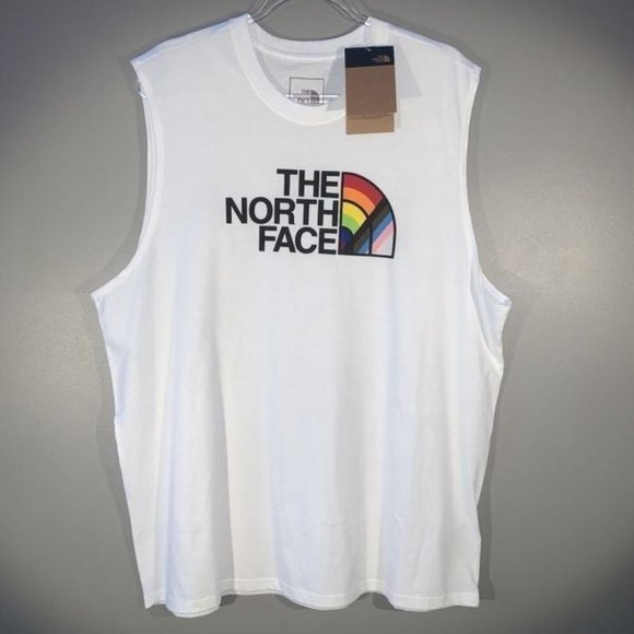 The North Face Pride Tank Top Shirt Standard Fit Mens Size XL NWT White Muscle - Picture 1 of 12